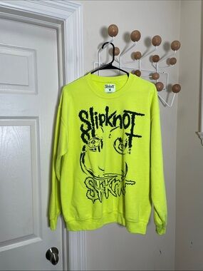 Slipknot Graphic Sweatshirt - Neon Yellow Green L